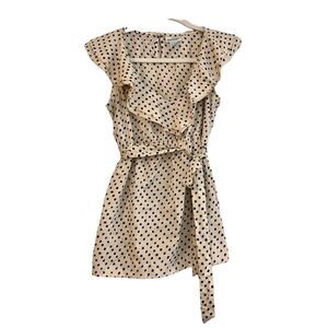 Motherhood Maternity Cream With Black Dots Blouse Waist Belt